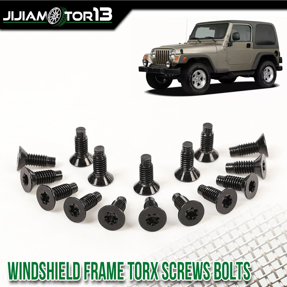 Set of 16 Windshield Frame Torx Screws for Jeep Wrangler (1976–2006) J-02SBC3951ABK, J4004956, 6035757K