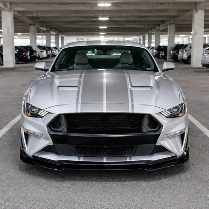 Gloss Black ABS Front Bumper Lip Spoiler for Ford Mustang (2018–2023)