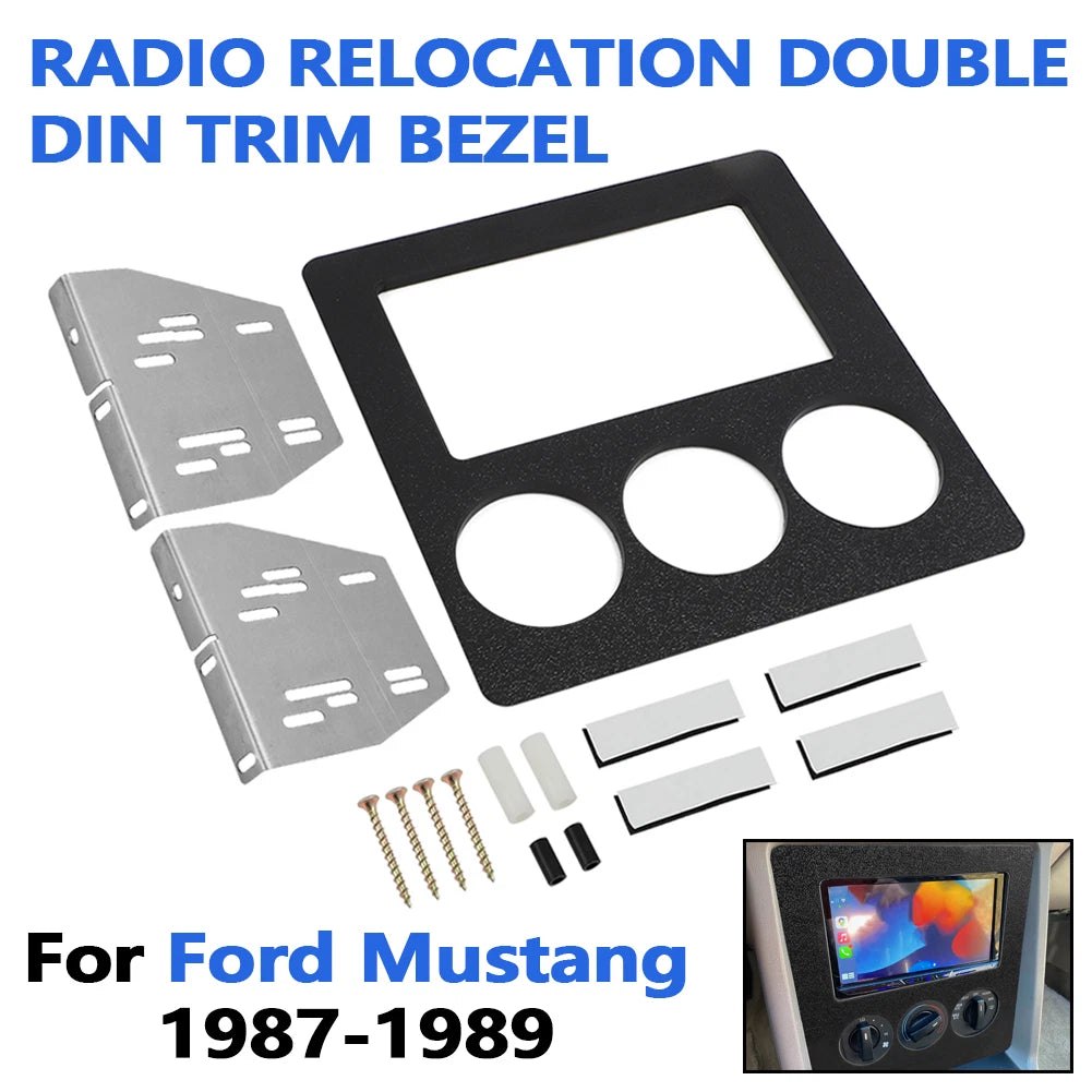 Double Din Trim Bezel Kit for Ford Mustang (1987–1989) Black