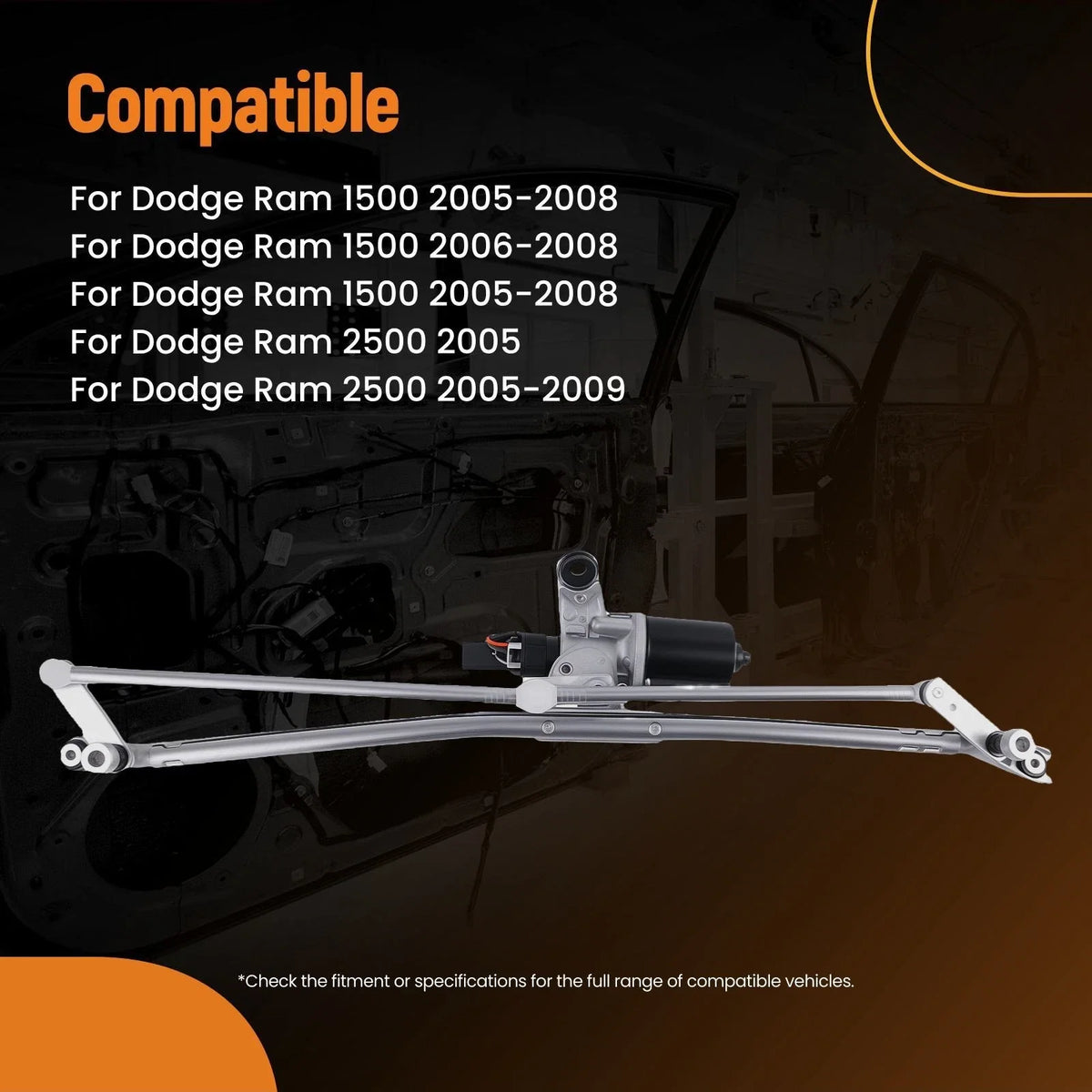 Windshield Wiper Linkage with Motor for Dodge Ram 1500-5500 (2005–2010) 4 Pin Aluminum