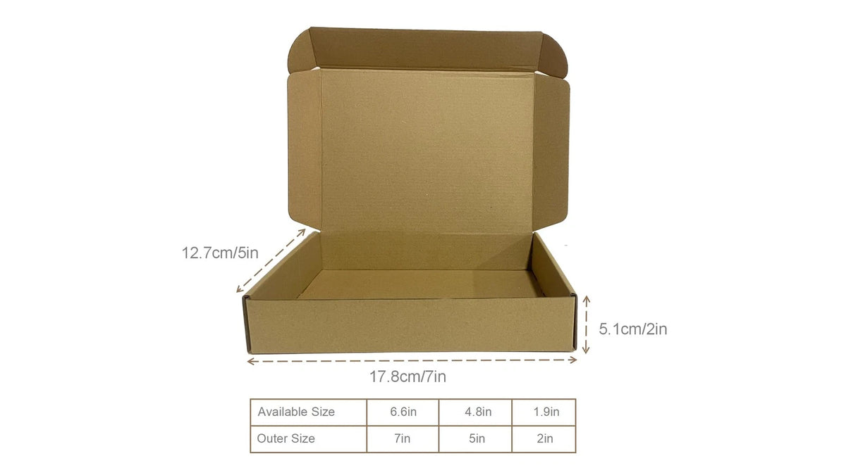 Set of 50 Brown Corrugated Shipping Boxes (7x5x2 Inch)