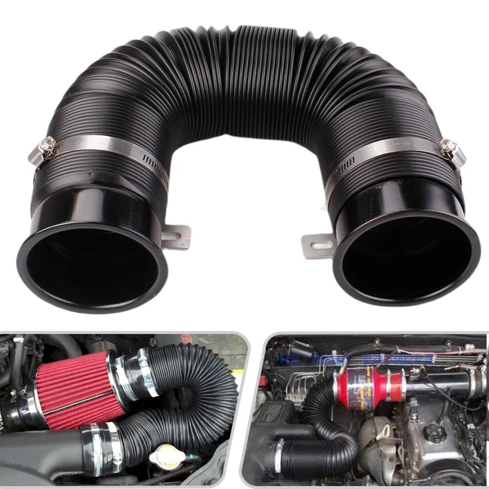 3" Flexible Cold Air Intake Hose Filter Pipe Kit for Universal Fit (All Years)