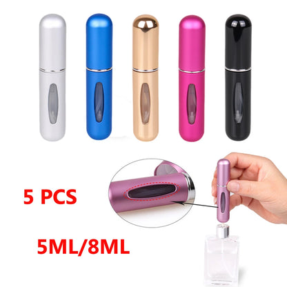 5X Refillable Travel Perfume Atomizer Spray Bottle 5ML/8ML