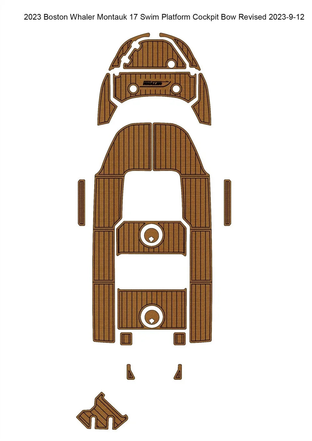 Swim Platform Cockpit Mat for Boston Whaler Montauk 17 (2023) - EVA Teak Floor Pad