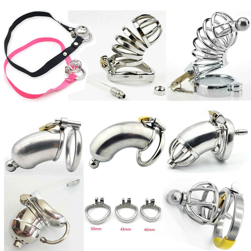 Chastity Device Restraint Cage Ring Tube Lock Belt for Men