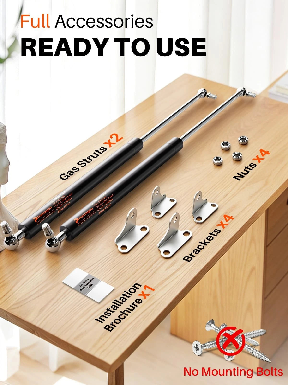 2X 36" Gas Struts 80 Lb for RV Storage Bed Lift with Brackets
