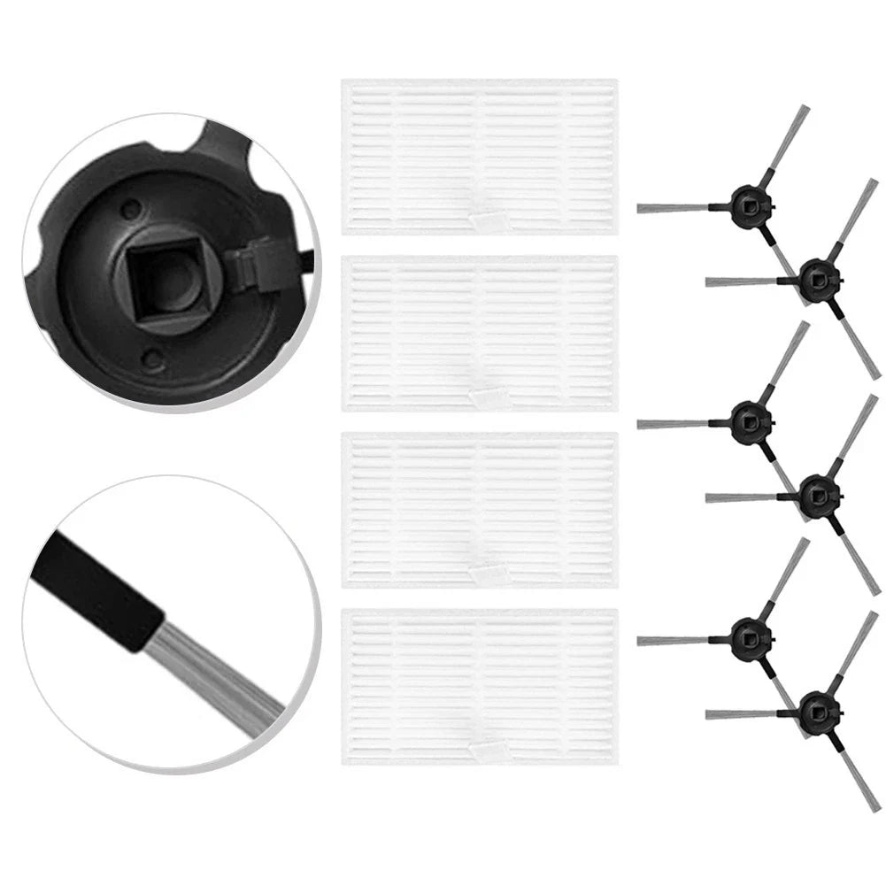 Set of 4 HEPA Replacement Filters & 6 Side Brushes for Prosceni Q20 Plus