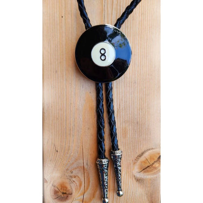 Black Eight Ball Bolo Tie for Cowboy Western Rodeo