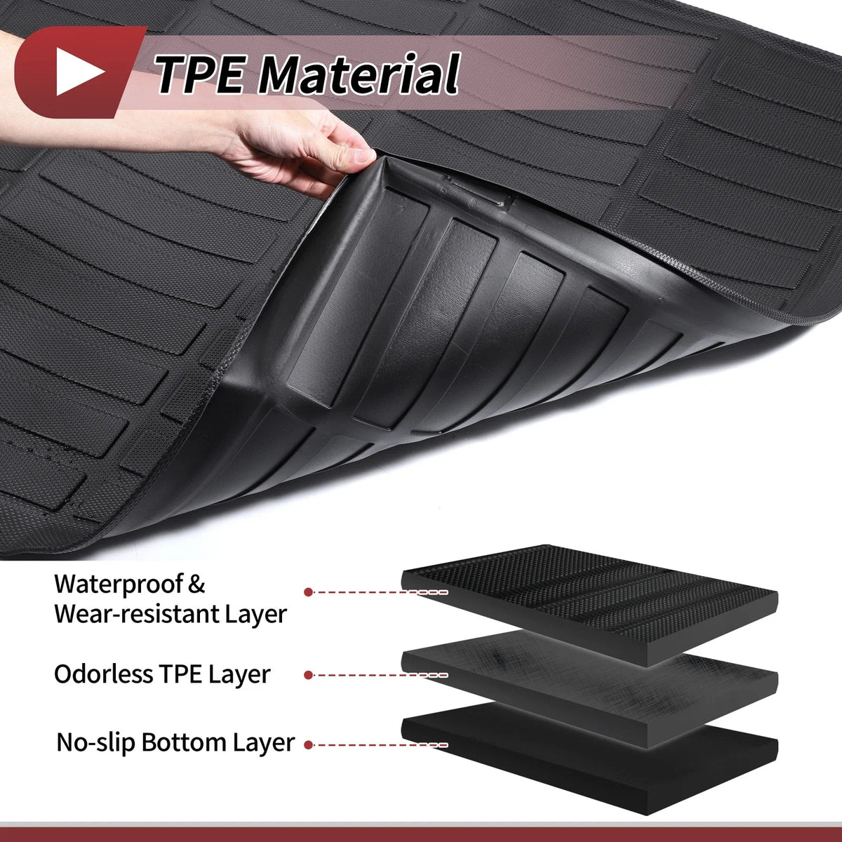 Cargo Liner Rear Trunk Mat for Ford Escape (2020–2024) TPE Long Grid Pattern