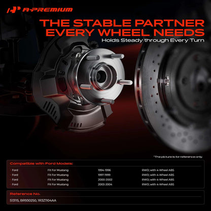 Front Wheel Hub & Bearing Assembly for Ford Mustang (1994–2004) BR930250, 1R3Z1104AA, 513115