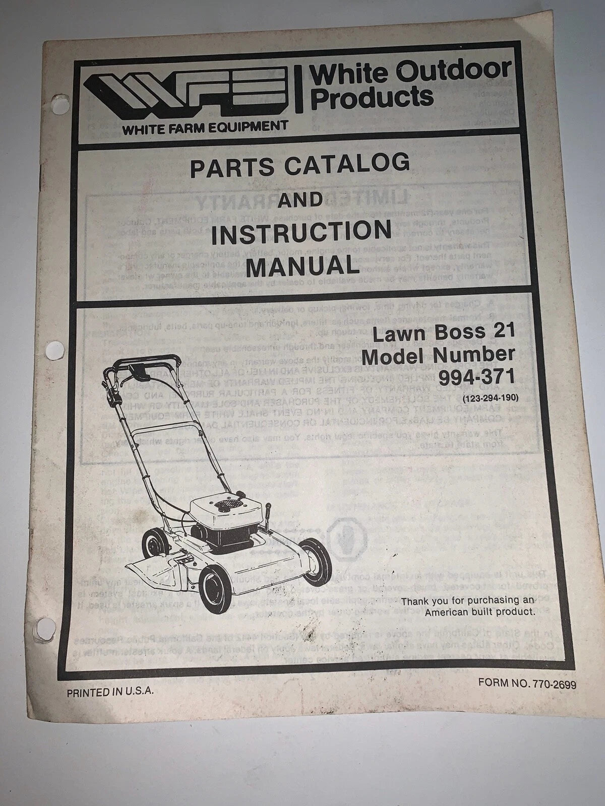 Lawnmower Parts Catalog for Lawn Boss 21
