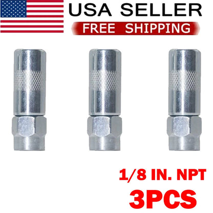 3PC Grease Gun Coupler Set for Heavy Duty 1/8 In. NPT Nozzle