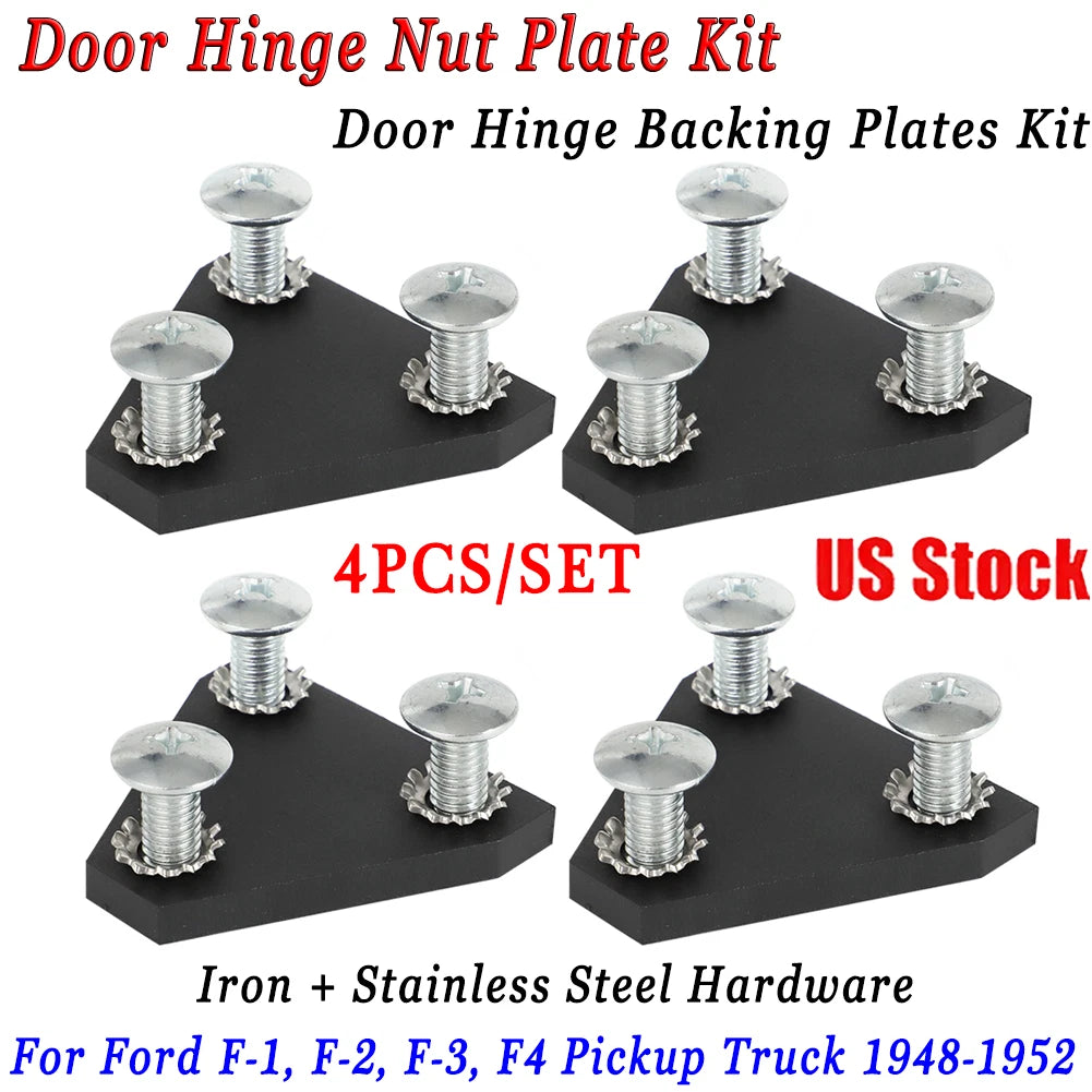 Door Hinge Nut Plate Backing Plates Kit for Ford F-1 F-2 F-3 F-4 (1948–1952)