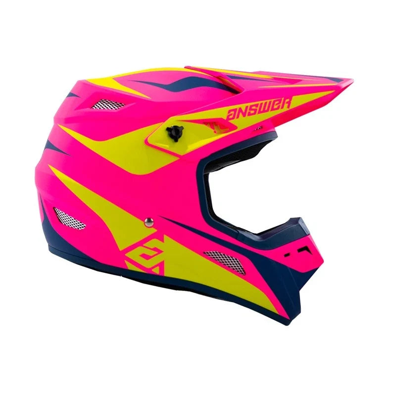 Mototown AR1 Helmet for (2XL, Matte Pink, Hyper Acid, Dark Blue)