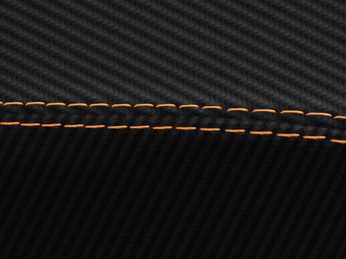 Console Lid Armrest Cover for Chevrolet Camaro (1982–1992) Carbon Fiber Orange Stitch