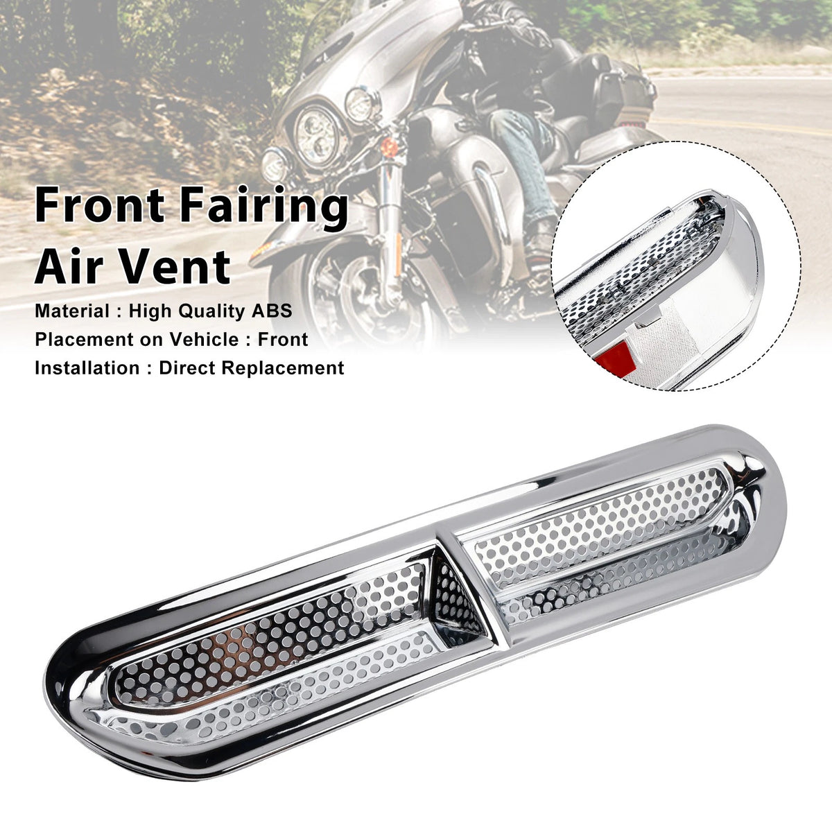 Front Fairing Air Vent Trim for Harley Touring Street Glide Electra Glide (2014–2024) M549-A576-CHR