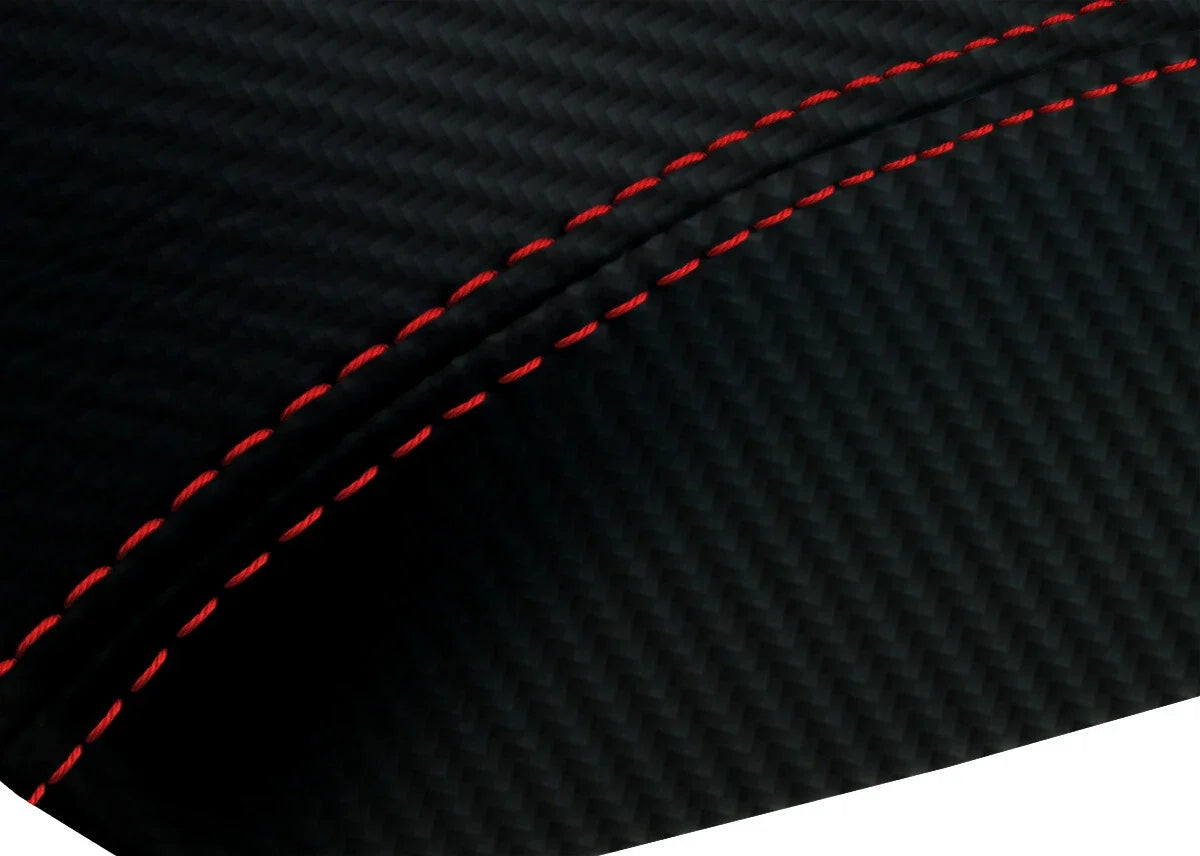 Console Lid Cover for Lincoln Town Car (2003–2011) - PVC Carbon, Red Stitch