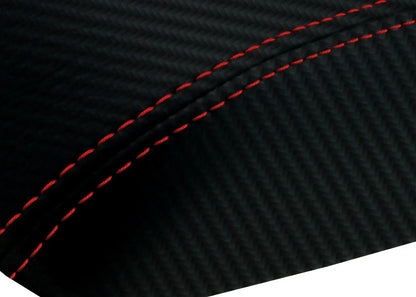 Console Lid Cover for Lincoln Town Car (2003–2011) - PVC Carbon, Red Stitch
