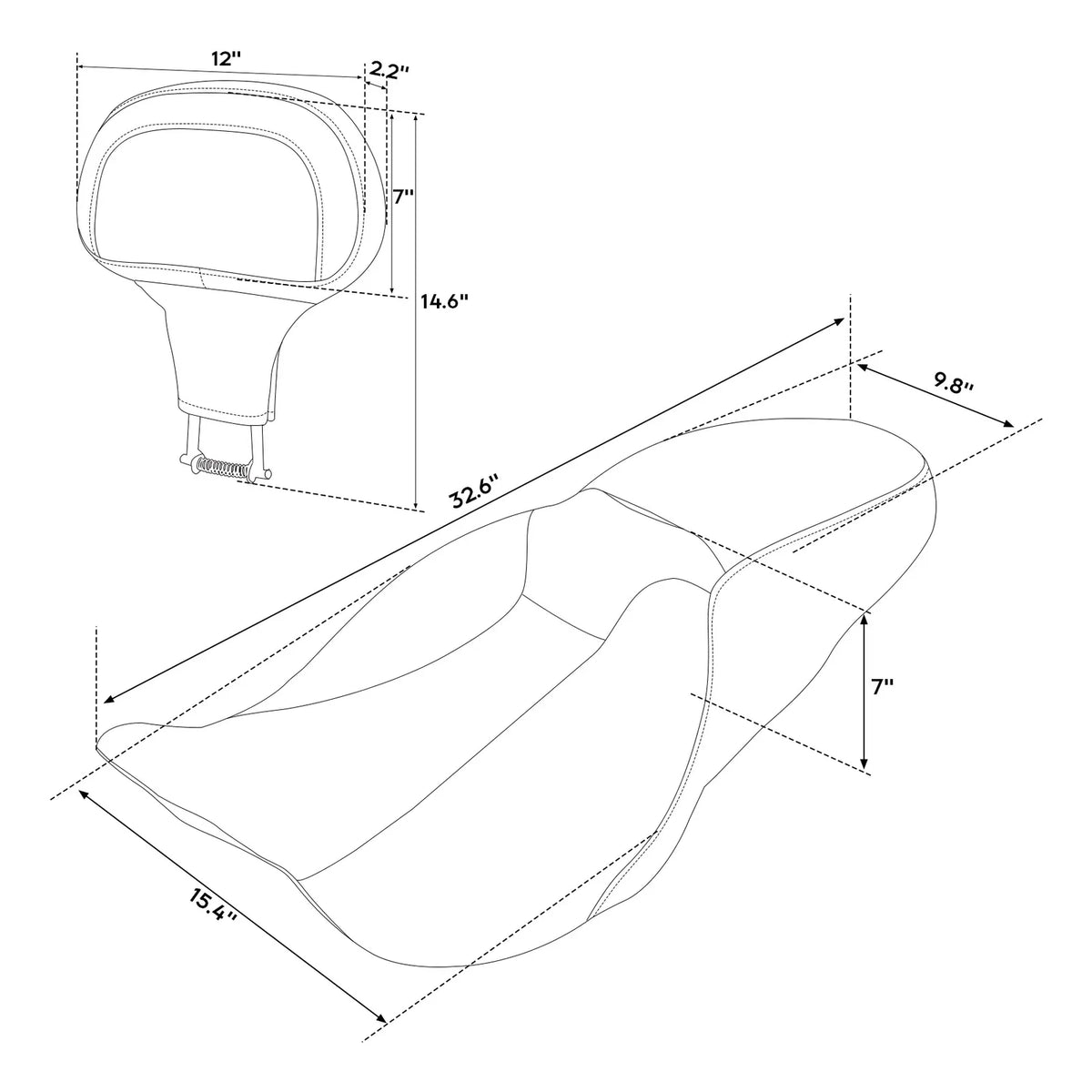 Driver Passenger Seat with Rider Backrest Pad for Harley Road Glide (2009–2023)