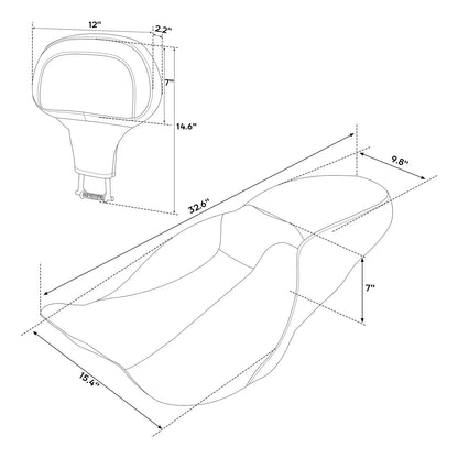 Driver Passenger Seat with Rider Backrest Pad for Harley Road Glide (2009–2023)