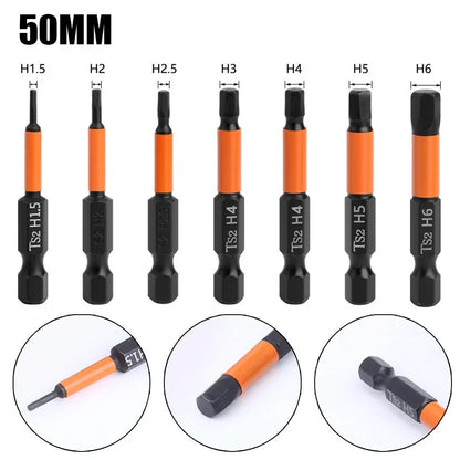 Hex Shank Screwdriver Bit Set for DIY H1.5-H6 (Alloy Steel)