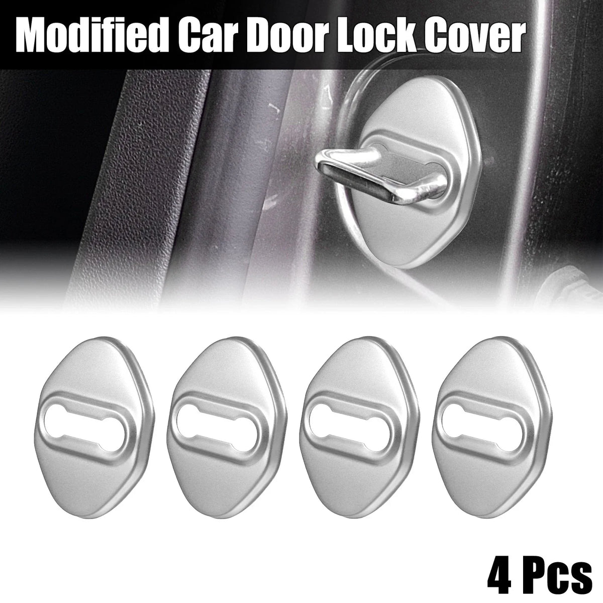 Set of 4 Door Lock Latch Covers for Ford Focus (2019–2021) Silver Tone