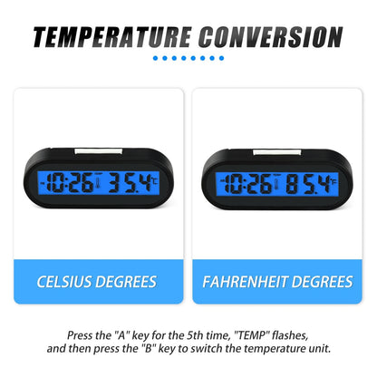 2X Car Clocks with Temperature for Universal Use (LED, Blue)