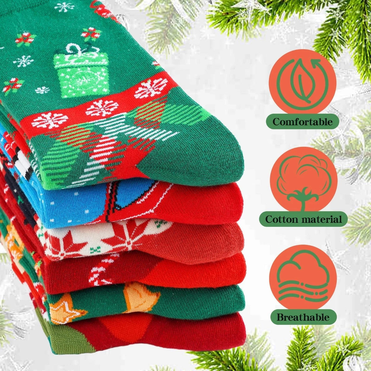 4 Pairs Christmas Socks for Women (5-8)