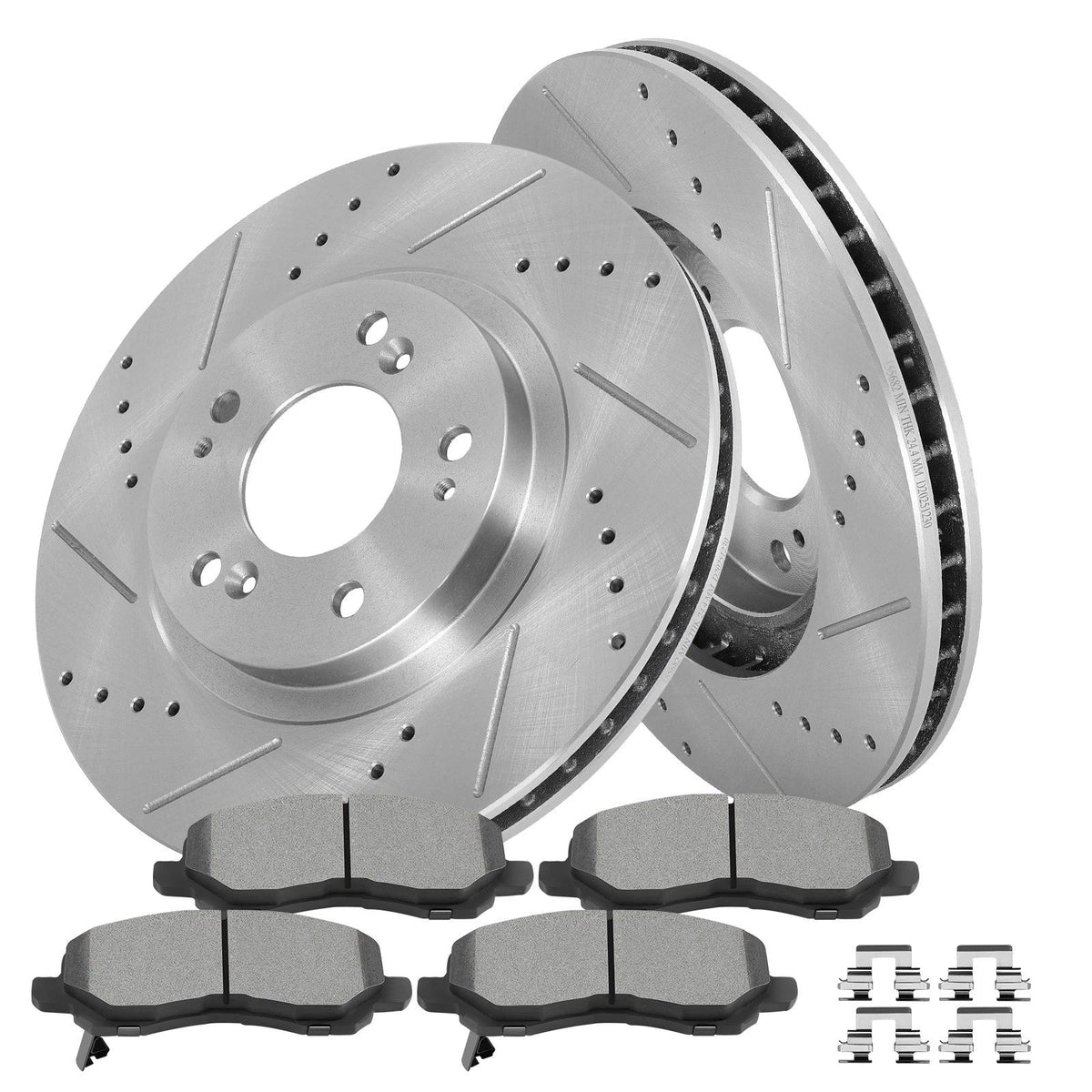 Front Brake Drilled & Slotted Rotors & Ceramic Pads for Dodge Avenger (2008–2014)