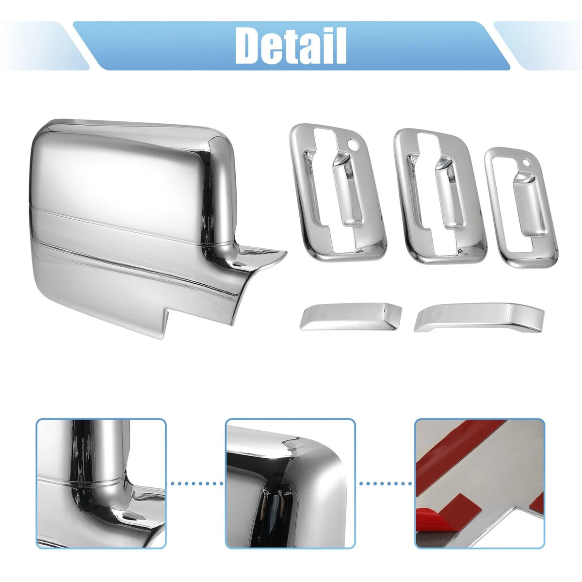 Set of 4 Chrome Mirror Covers & Door Handle Covers for Ford F-150 