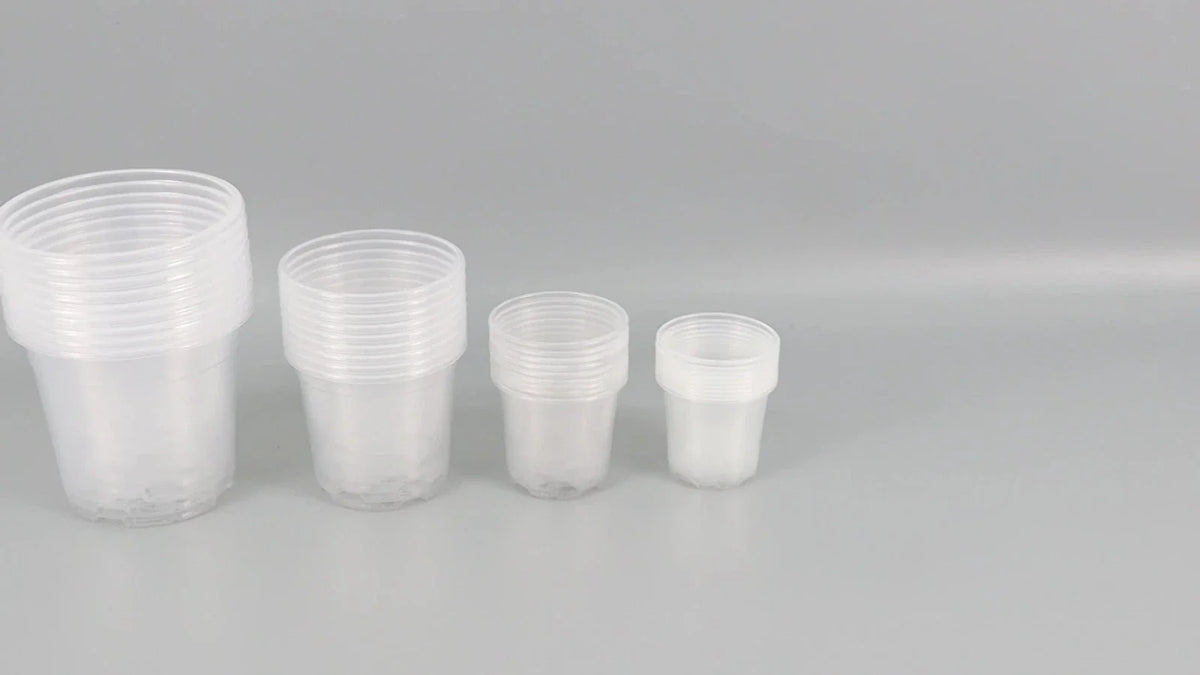 Set of 36 Reinforced Clear Nursery Pots for Plants and Flowers