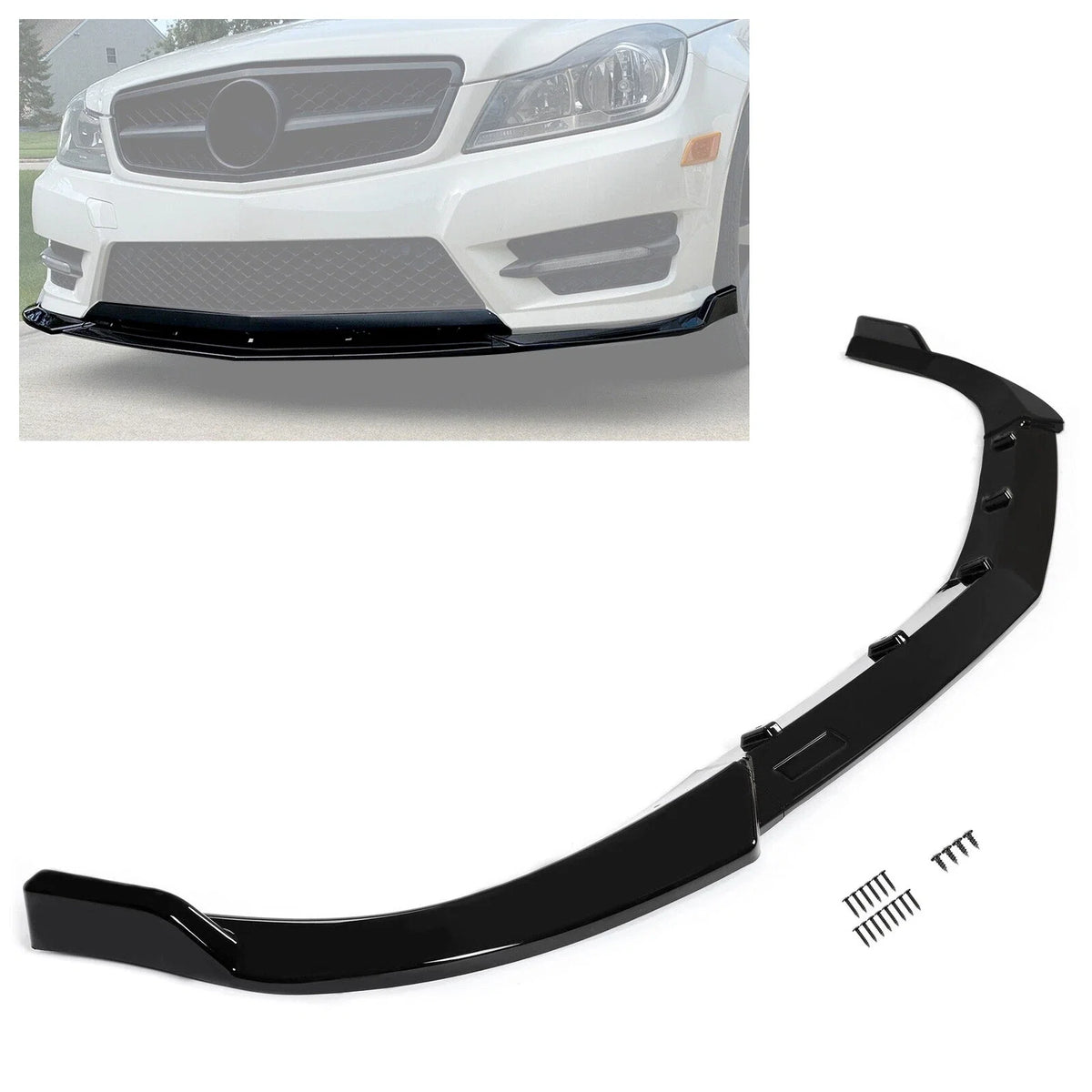 Gloss Black Front Bumper Lip Splitter for Mercedes Benz C-Class W204 (2008–2014)