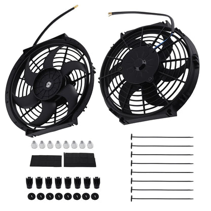 2X 10" Slim Radiator Cooling Fans Kit for Universal Vehicles (12V)