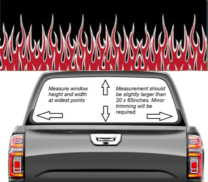 Red Flames Rear Window Graphic Decal for Truck SUV (WF907) 20" x 65"