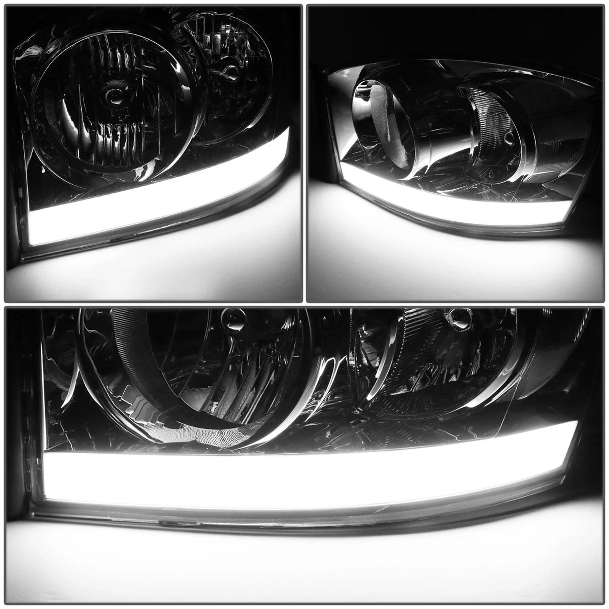 LED DRL Chrome/Clear Turn Signal Headlight for Dodge Ram 1500 (2006–2009)