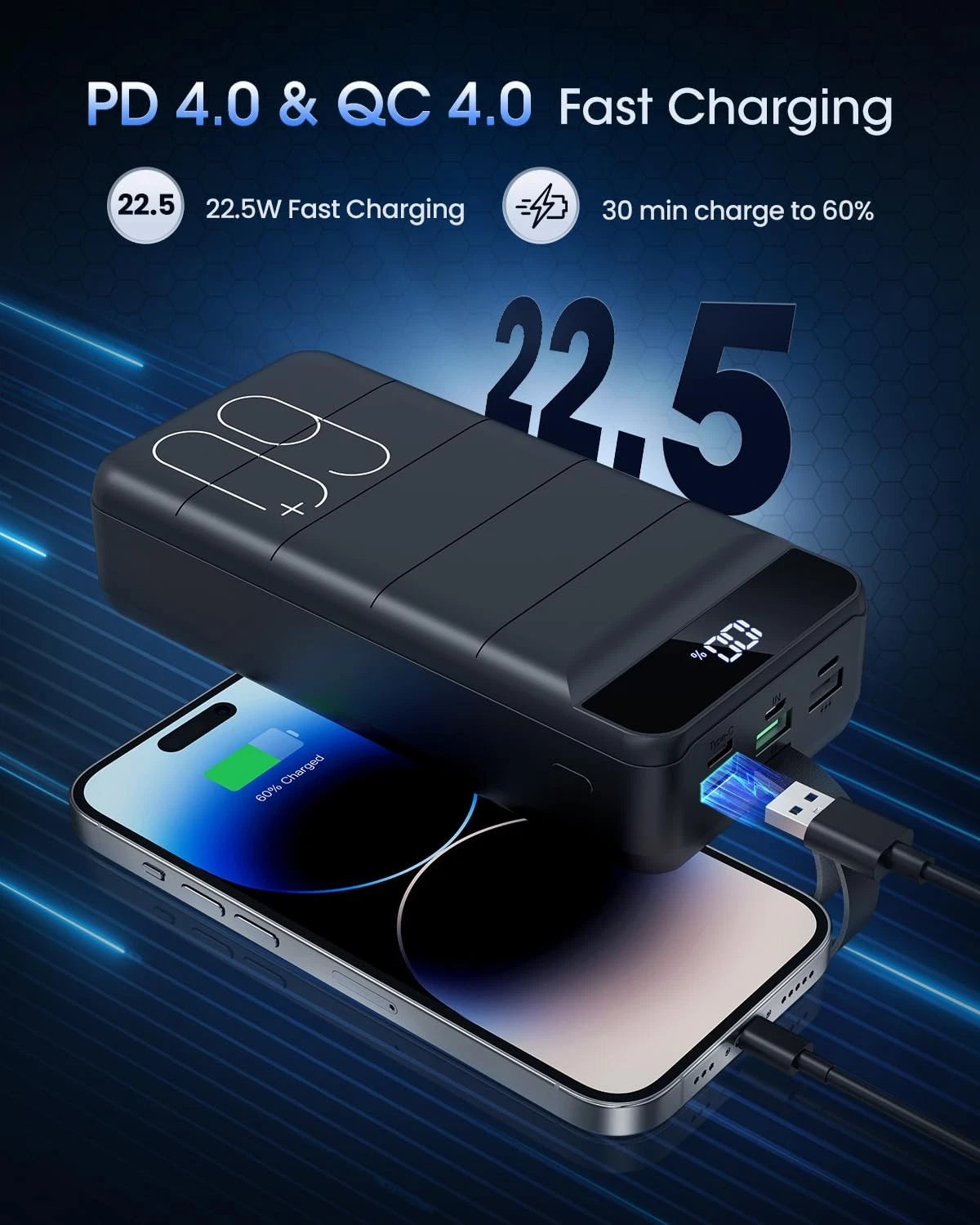Portable Charger 60000mAh Power Bank for Fast Charging (No Specific Years)