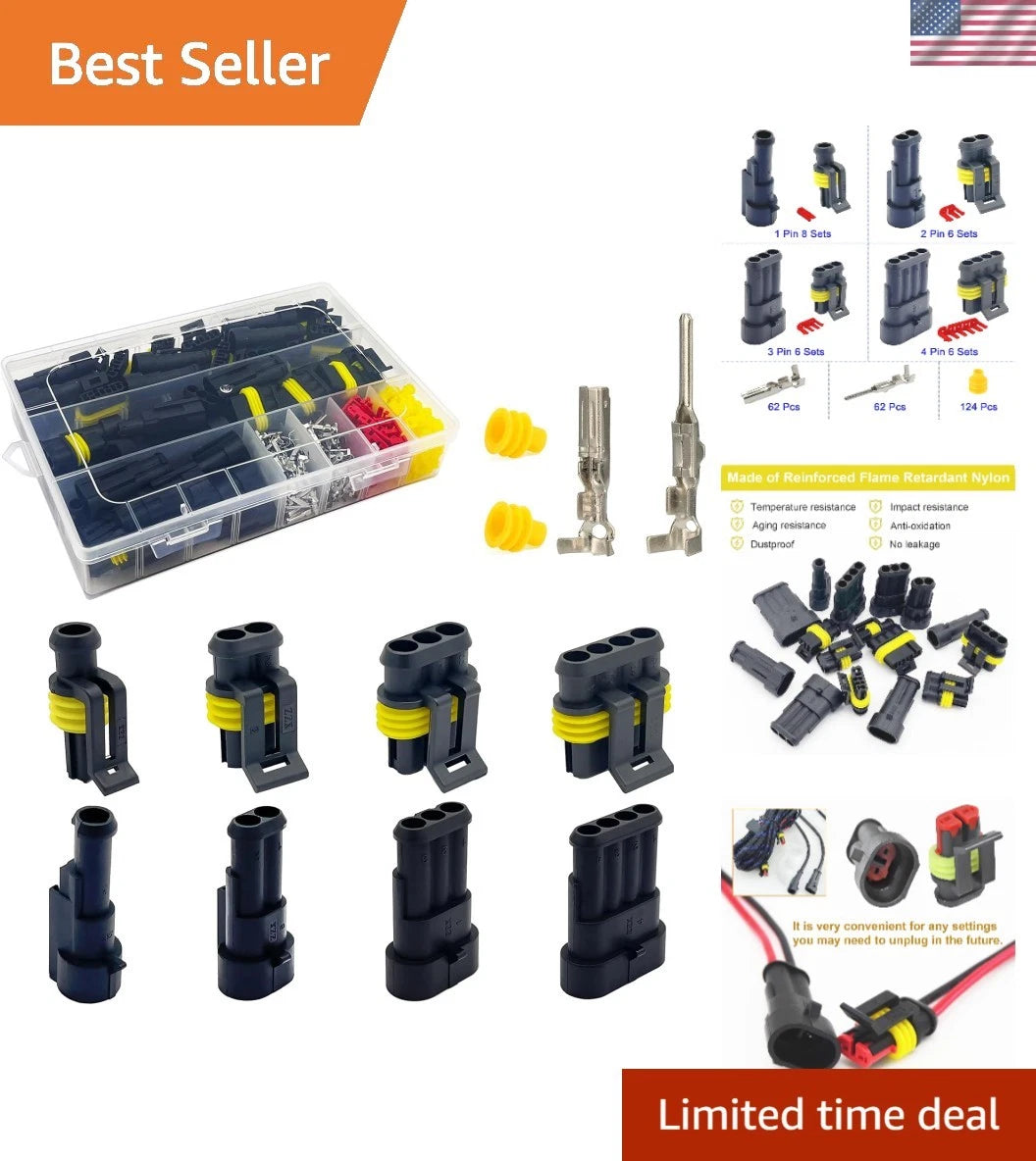 352-Pcs Waterproof Electrical Wire Terminal Kit for Vehicles