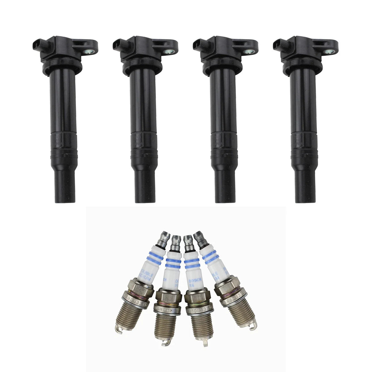Set of 4 Ignition Coils & Spark Plugs for Hyundai Accent, Kia Rio (2006–2017)