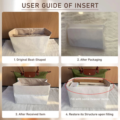 Purse Organizer Insert for Long Champ Bag (Large, White)