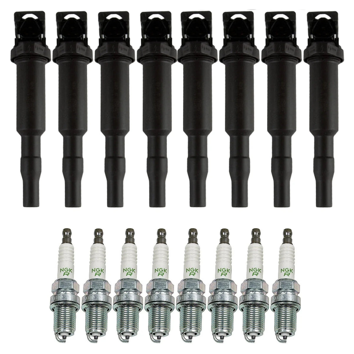 Set of 8 Ignition Coils & NGK V-Power Spark Plugs for BMW E65 Alpina B7 (2007–2008)