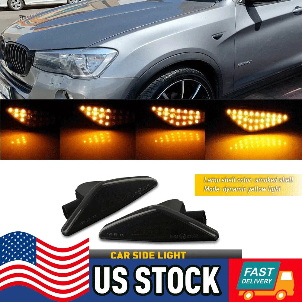 2X LED Side Marker Turn Signal Lights for BMW X3 X5 X6 (2011–2017)