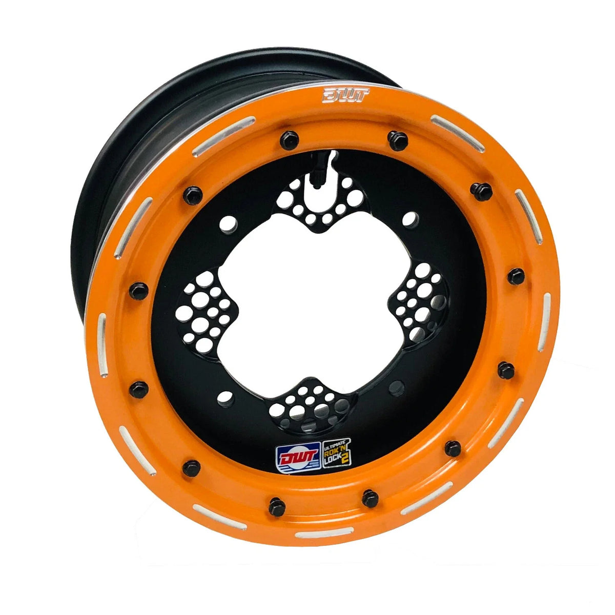2X DWT ROK'N LOK Front Orange Beadlock Rim Wheel 10" 10x5 4/156 for Blaster (200)