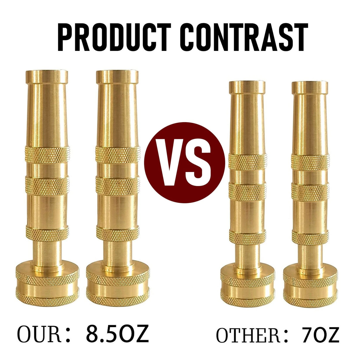 Set of 4 Adjustable Twist Hose Nozzles 4 Inch Gold