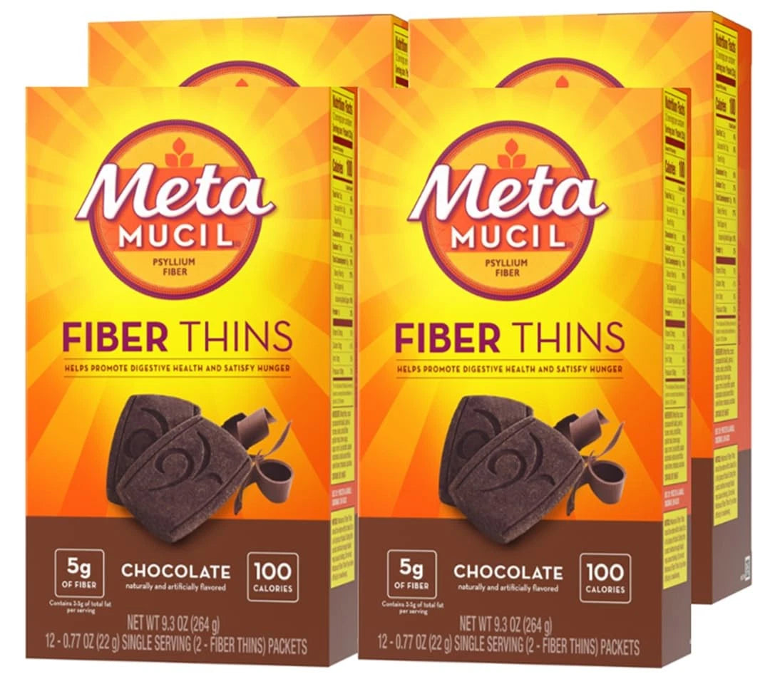Pack of 4 Metamucil Fiber Thins Daily Psyllium Husk 9.3 Ounce