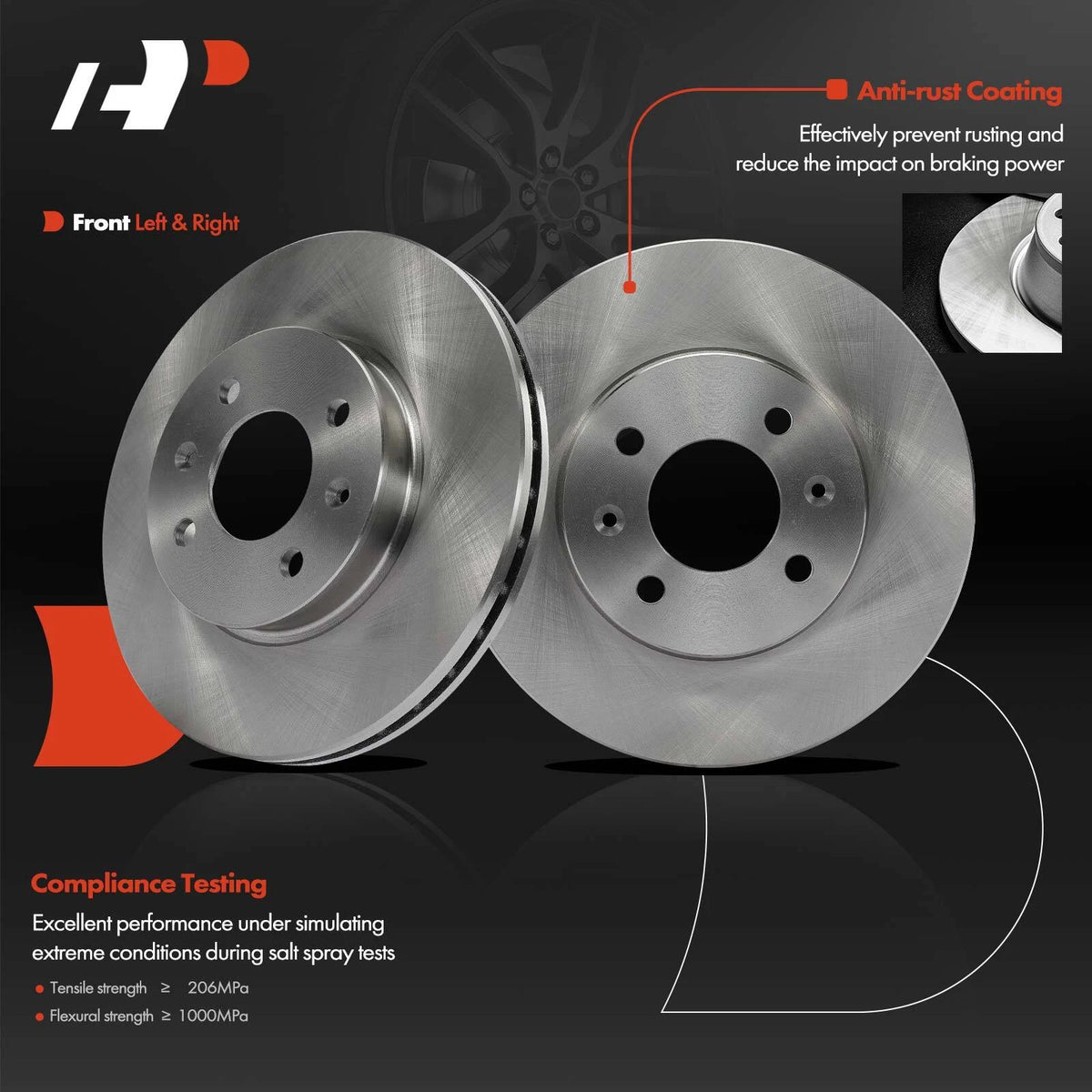 Set of 4 Brake Rotors & Pads for Hyundai Accent (2006–2011) 12351013, P-1156, R-31432, S910