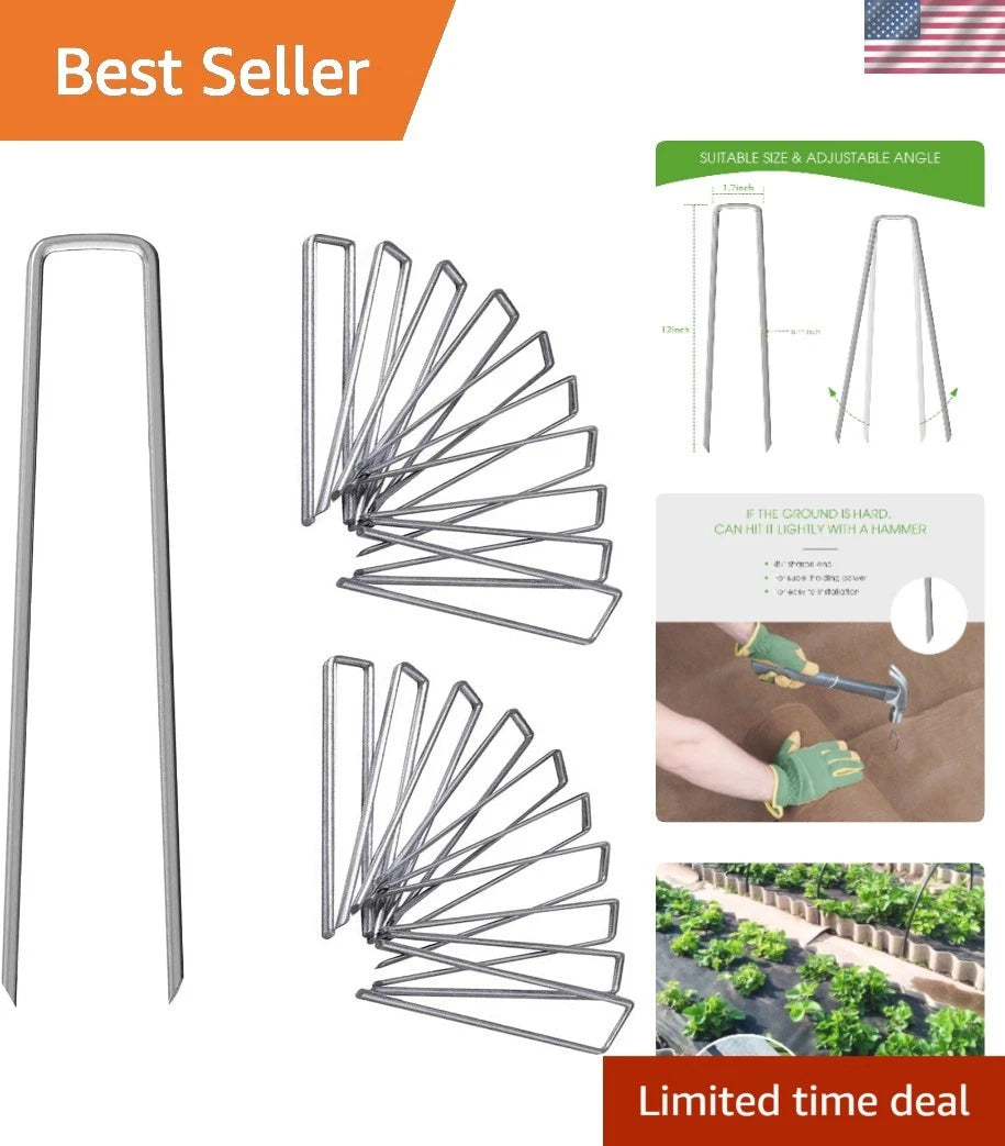 25 Pack of 12 Inch U-Shaped Landscape Stakes for Garden (No Part Numbers)