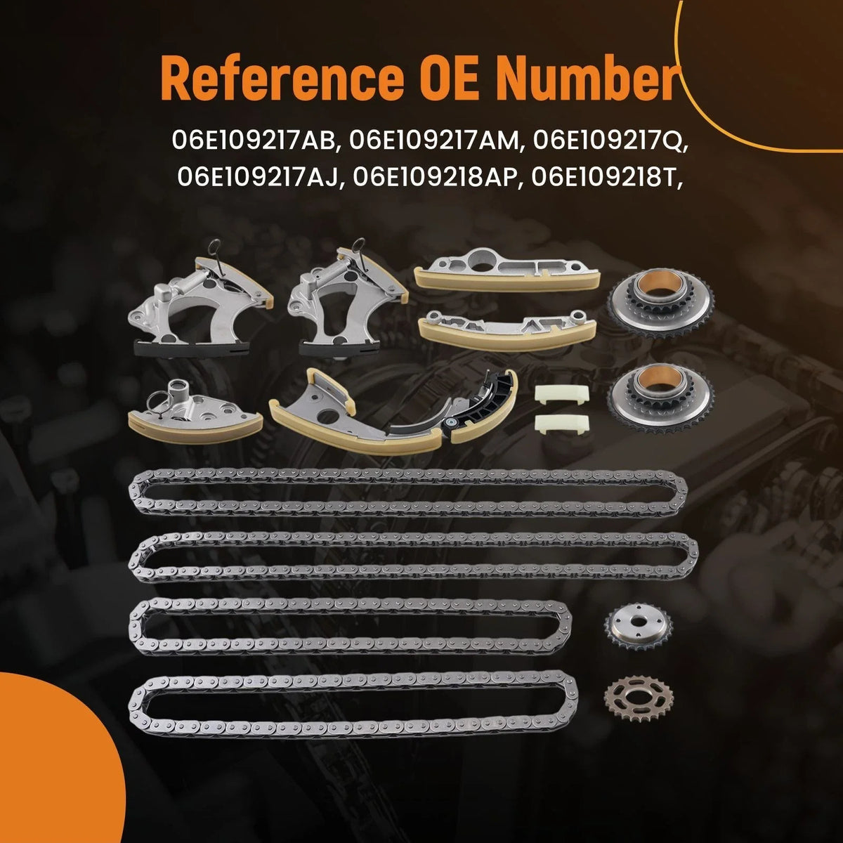 Engine Timing Chain Kit for VW Audi A4 A5 A6 A7 A8 Q7 Q5 Touareg 3.0L (2009–2018)