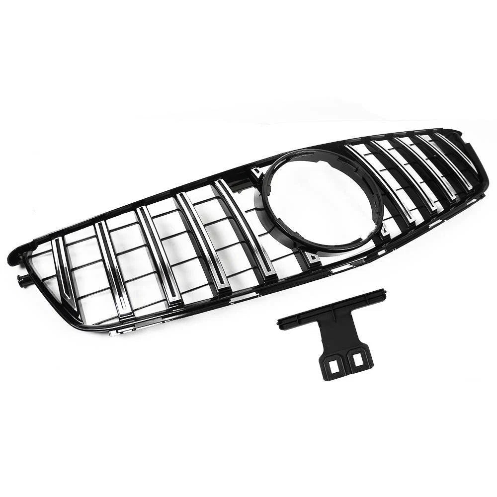 Chrome Black GTR Style Front Grille for Mercedes Benz W204 C250 C300 C350 (2008–2015)