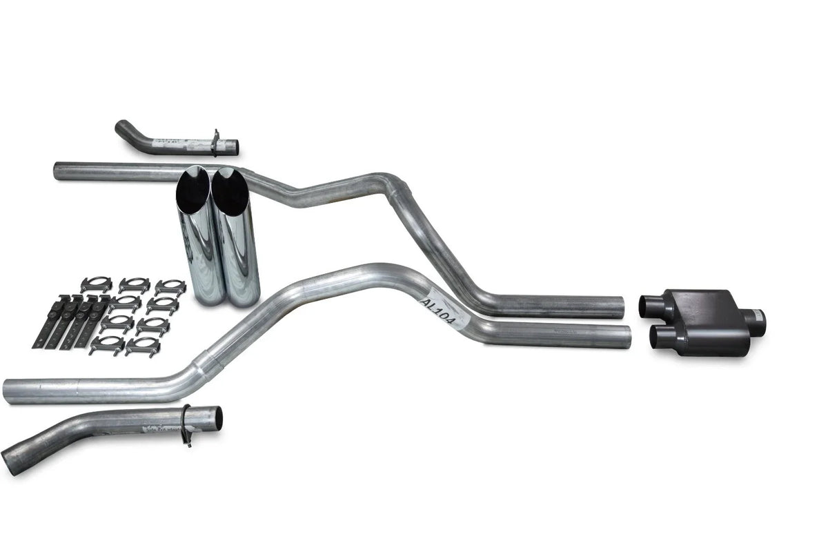 2.5" Dual Exhaust Kit for Ford F150 (2015–2020) - 1 Chamber Slash Tips
