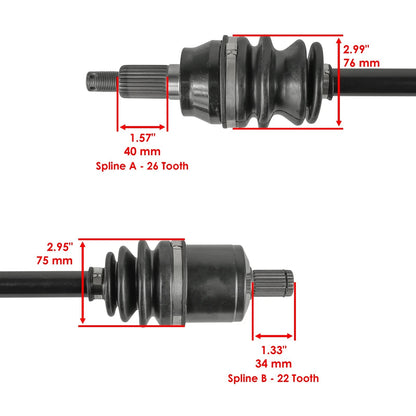 Set of 2 Complete CV Joint Axles for Polaris (Oem 1333946, 1333263)